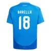 2024 Italien Soccer Jerseys Fans Player Version Maglie Da Calcio Totti Verratti Chiesa Italia 24 25 Men Football Shirts T Lorenzo Man Uniform Men Kids Kits 3xl 4xl