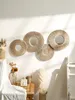 Circular wall mirror hanging decorative mirror with woven hemp rope Bohemian mirror used for wall decoration bedroom living room bathroom 240507