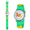 Titta på barn 3D Cartoon Butterfly Rubber Quartz Wristwatch Studentflickor Färgglada söta klockor Pojkeklocka