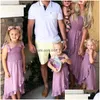 Familie Matching Outfits Moeder en dochter Jurk zomerkleding uit Shoder korte mouw ruche mama mama me drop levering baby kinderen mat dhlxm