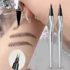 3D Eyebrow Pencil 2 Forks Tip Eye Brow Contouring Pen Waterproof under ögonfransar Ritning Pen Natural Look Wild Brow Cosmetics 240515