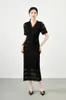 Women's Runway Dresses V Neck Lace Up Tiered Elegant Fashion Mid Vestidos