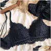 Bras sets coletando sutiã de copo de triângulo sem aço anel de aço meninas mulheres roupas íntimas brassiere de fino sob espesso peito pequeno dro dh2uk