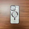 iPhone 15 Phone Case Mag Safe Magnetic شفط لاسلكي اللاسلكي الكهربي 14 Pro Max Glass Lens Pattern