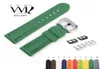 Rolamy 22 24mm Watch Band för Panerai Luminor Pure Green White Black Waterproof Silicone Rubber Replacement Watchbands Strap H09158960085