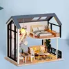 Architecture/DIY House 3D Wooden Mini Doll House Assembly Building With Furniture Kit Toys Small DollHouses Kit Decoration For Childrens Birthday Gift