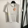 Camiseta do pescoço de strass mulheres camisetas de manga curta de estilo casual letras de tee de luxo imprimem as camisetas