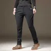 Herenbroek Hoogwaardige Pinstripe Casual broek Men Katoen Stretch Fashion Business Black Gray Herfst Dikke broek Plus Mize 28-38 Y240514
