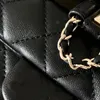 Echtes Leder Doppelbuchstaben Solid Hader Taille Square Stripes Trendy Handtaschen Designer Bag Marke Designer Rucksacktaschen Luxus Fashion LSAA
