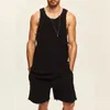 Summer Fashion Loose Sleeveless Vest And Shorts Sweater Men Two Piece Set Streetwear Casual Solid Knit Suits For Male Outfits 240514