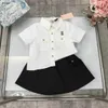 Top Princess Dress Summer Kids Tracksuits детская одежда размер 90-150 см. Золотая рубашка с короткими рукавами и короткая юбка 24 апреля