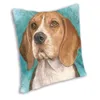 Oreiller Peinture Beagle avec turquoise Cover Cover Sofa Home Decor Funny Dog Square Throw Case 40x40
