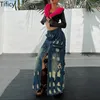 Röcke Tificy 2024 Frauen-Denimrock mit einem Schlitz-Design, das sich abgenutzt anfühlt, langen, viel taillierten A-Line-vielseitig