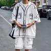 Mężczyźni urocze graffit bluzka Top Shorts Zestaw Ogółe Summer Funny Shirt Ubrania HARAJUKU Casual krótkie rękaw