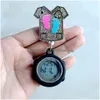 Pocket horloges schattige cartoon hart badge reel intrekbaar ziekenhuis medische benodigdheden digitale elektronische verpleegkundige dokter fob geschenken drop deli otaci