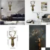 Decoratieve objecten Figurines herten kopwand decor - hars vintage kunst scptures faux voortreffelijke dierenbevestiging levendig hert stat 220211 d dh2bb