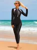 Kadın Mayo İnce Dalış Takımı Uzun Kollu Tam Vücut Sörf Mayo Şişirilebilir Plaj Mayo 240430