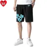 Men's Shorts Short Pant Summer Cotton Cartoon Bared Embroidery Pixel Multiple Love Print Drawstring Elastic Men Women Pants