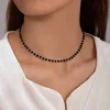 Beaded Neckor Tocona Single Vintage Black Bead Halsband för mäns Simple Party Alloy Metal Justerbara smycken Halsband D240514