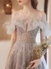 2024 SEXY LUXURY PROM DREAT BLACK GIRLS GOLD CRYSTAL PAYENT EVING PARTY 가운 생일 로브 드 소리에 이브닝 공식 파티 두 번째 리셉션 약혼 가운