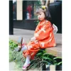 Ethnic Clothing 2023 Children Vintage Dress Japanese Kimono Yukata National Flower Print Traditional Childrens Performance Costume D Dh4Gz