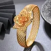 Bangle 24k Ethnic Gold Color Banles for Women Dubai Fashion Flower Design Bride Bracelets Bracelets Prezenty