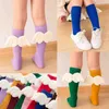 Meias infantis meias de joelho de menina anjo asas de anjo de verão outono meias de algodão puro coloração sólida infantil socksl2405