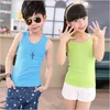 Vest Baby Top Childrens Tank Top Boys and Girls Summer T-shirt ärmlös tank TOP 2024 Solid Color Preschool T-shirt Storlek 90-160 Summerl2405