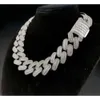 Hiphop ketting 925 Sterling Silver Iced Out 26mm 2 rijen Baguette gesneden Moissanite Cuban Link Chain