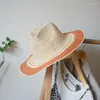 Chapéus de aba larga Treça Die Summer Summer Hat Hat Hat de viagem Straw Women Women Sun Beach Stage Performance Jazz Top Fedoras