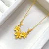 Luxury 24 K Gold Color Flower Collier Pendant pour femmes 999 Sand Gold O Link Collier Chaîne Bijoux Cadeaux non fondu 240515