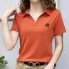 Dames Polos Polo Neck Shirt For Women White Plain Graphic Woman T Borduurwerk aangeboden Synthetische esthetische hoogwaardige luxe mode 2024