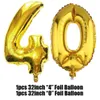 Amawill 40e anniversaire décorations de fête kit joyeux anniversaire Bannières ballons 32 pouces Numéro de 40 ans Supplies d'anniversaire 240509