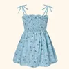 Meisjesjurken kinderen en meisjes zomerjurk elegante sling prinses jurk bloem print kinderbekleding jurk casual katoenen babykleding d240515