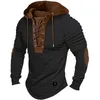 Men's T Shirts Spring Autumn Pullover Hooded Sweatshirt Solid Lace Up Sports Long Sleeve Folded Casual Clothes Hoodies For Male Tees Tops