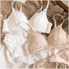 Bras sets coletando sutiã de copo de triângulo sem aço anel de aço meninas mulheres roupas íntimas brassiere de fino sob espesso peito pequeno dro dh2uk