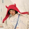 Little Devil Ear Hats For Women 2023 Japanse Harajuku oorbescherming Lei Feng Caps For Men Winter warme pullover bommenwerper hoed