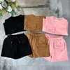 Çocuk Kız Giyim Setleri Erkek Erkek Çocuklar Toddlers T-Shirt Şortları Set Giysiler Toddler Çocuk Seti Pembe Kahverengi Beyaz Siyah Yaz 2 Parçalı Setler 100-160