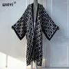 Roupa de verão Kimono Africa geométrica Print Beach Cover Up Maxi Dress Cardigans Wear Women 2024 ABAYA DUBAI Luxo