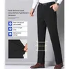 Men's Pants 29-42 Mens Summer Thin Fashion Business Casual Suit Pants Long Pants Mens Elastic Straight Slve Formal Pants Plus Size Y240514