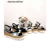 Stella McCartney Women Sandals Star Design Summer Oryginalne skórzane buty zwyczajne platforma klinowa