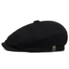 Retro Octogonal Hat All-Match British Newsboy Hat Men and Women Outting Sunshade Beret Boina, peintre chapeau avant-gardiste