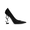 Designer Sandaler Luxury Top Patent Leather Pointy 8cm10cm High Heels New Fashion Women One Strap Party Shoe Brand Sexig klänningskor Metal Letter Heel Wedding Shoes