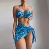 2024 Women's Split Metal U-shaped Bikini BIKINI Three Piece Printed Swimwear H515-31