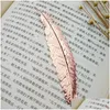 Bookmark Wholesale Diy Metal Feather Bookmarks Document Book Mark Label Golden Sier Rose Gold Office School Supplies Drop Delivery B Dhlkf