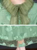 カジュアルドレス2024グリーンシルクジャックジャックライトミディドレス秋のエレガントシックスカーフカラー女性韓国ファッションルーズウエストプロム