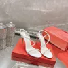 New Season Rene Caovilla Cleo Sandals Rc Luxury Italian Jewel Rene Shoes Crystal Snake 9.5cm High Heel Fashion Designer Caovilla Wedding Shoes Original Box Size 34-43