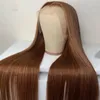 32 34 inches long brown bone straight lace forehead human wig black women's synthetic closed wig 13*4 human hair set cosplay daily