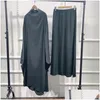 Ethnic Clothing Jilbab Sets Muslim Women Prayer Outfit Islamic Extral Long Khimar With Skirt Dubai Turkish Burqa Kaftan 2 Piece Drop Dhdki