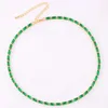 Tennis zielony sześcienna cyrkonia Naszyjnik tenisowy odpowiedni dla kobiet Corell Crystal Luxury Flash Short Clavik Chain Naszyjnik D240514